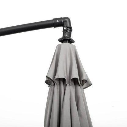 Umbrela gradina/terasa, articulatie tip banana, cu manivela, gri, 296 cm
