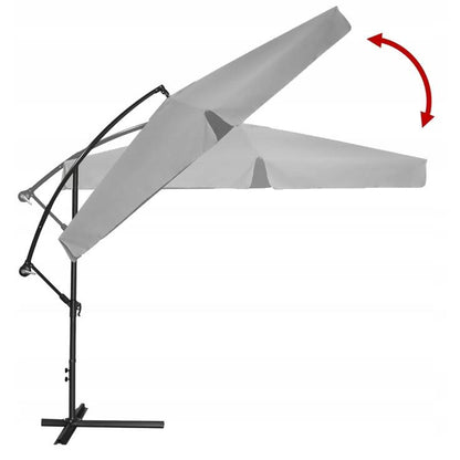 Umbrela gradina/terasa cu LED, Chomik, articulatie tip banana, gri, 300 cm
