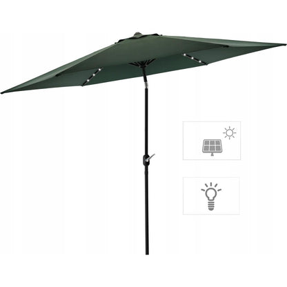 Umbrela gradina/terasa cu LED, manivela, Chomik, verde, 300 cm