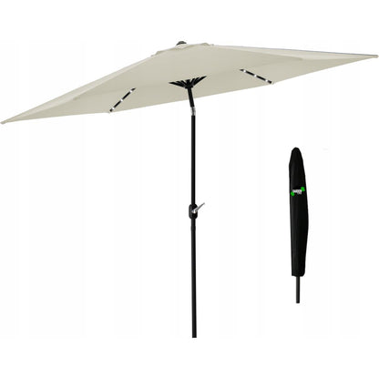 Umbrela gradina/terasa cu inclinatie, LED, manivela, Chomik, bej, 300 cm