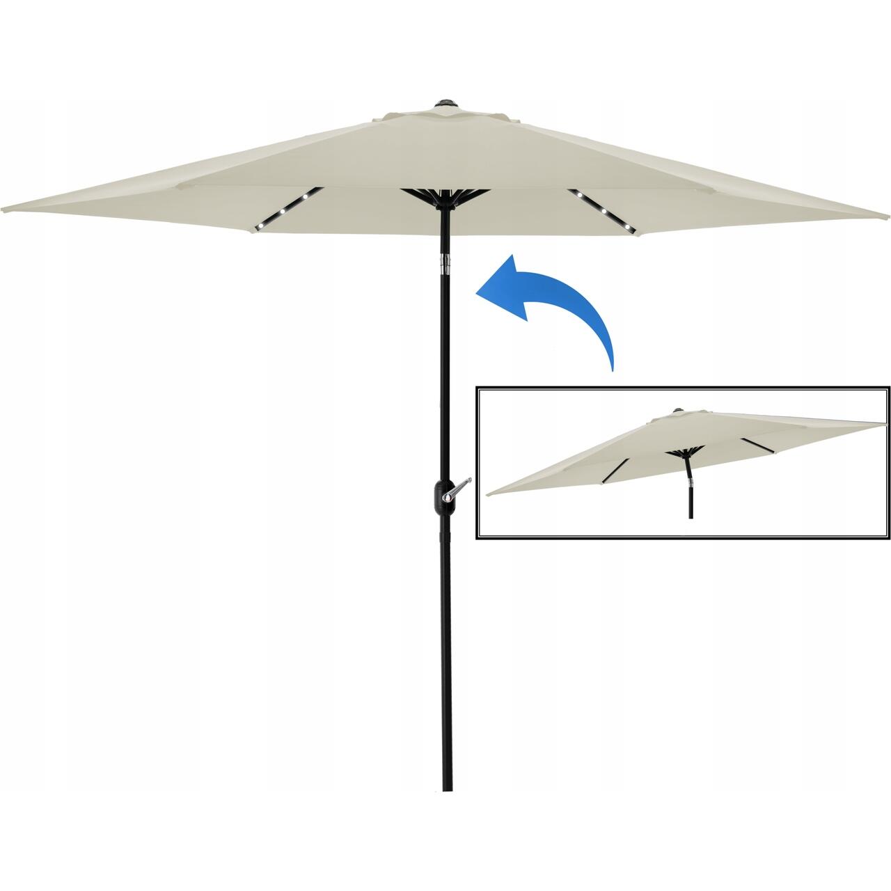Umbrela gradina/terasa cu inclinatie, LED, manivela, Chomik, bej, 300 cm