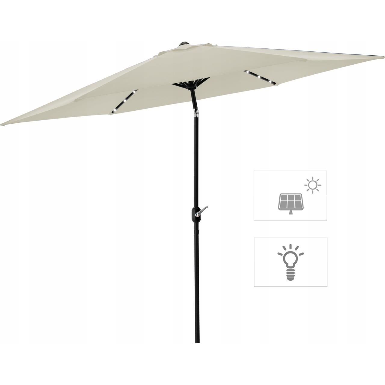 Umbrela gradina/terasa cu inclinatie, LED, manivela, Chomik, bej, 300 cm