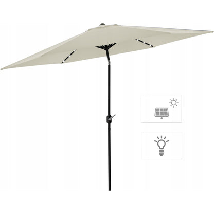 Umbrela gradina/terasa cu inclinatie, LED, manivela, Chomik, bej, 300 cm