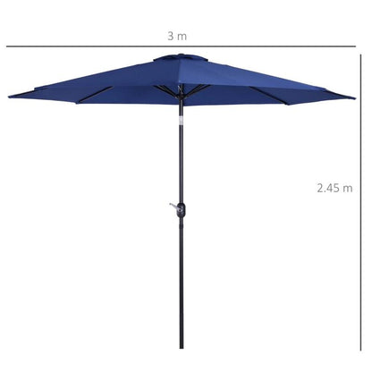 Umbrela gradina/terasa, cu inclinatie, manivela, albastru, 300 cm