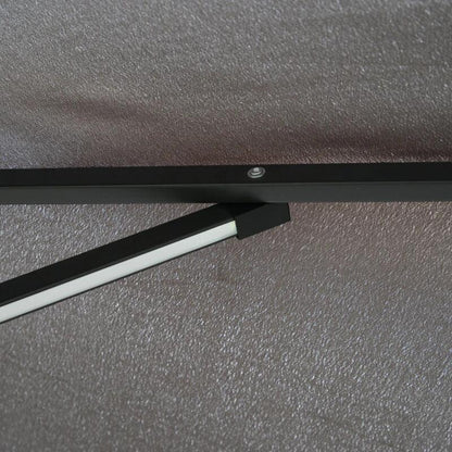 Umbrela gradina/terasa cu panou solar, iluminare LED, articulatie tip banana, manivela, gri, 295 cm