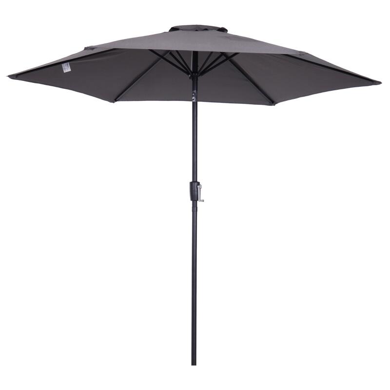 Umbrela gradina/terasa, stalp aluminiu, cu inclinatie, manivela, gri inchis, 270 cm