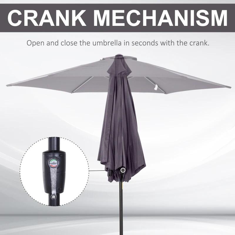 Umbrela gradina/terasa, stalp aluminiu, cu inclinatie, manivela, gri inchis, 270 cm