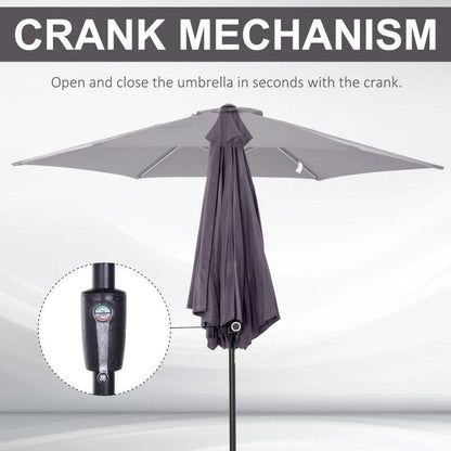 Umbrela gradina/terasa, stalp aluminiu, cu inclinatie, manivela, gri inchis, 270 cm