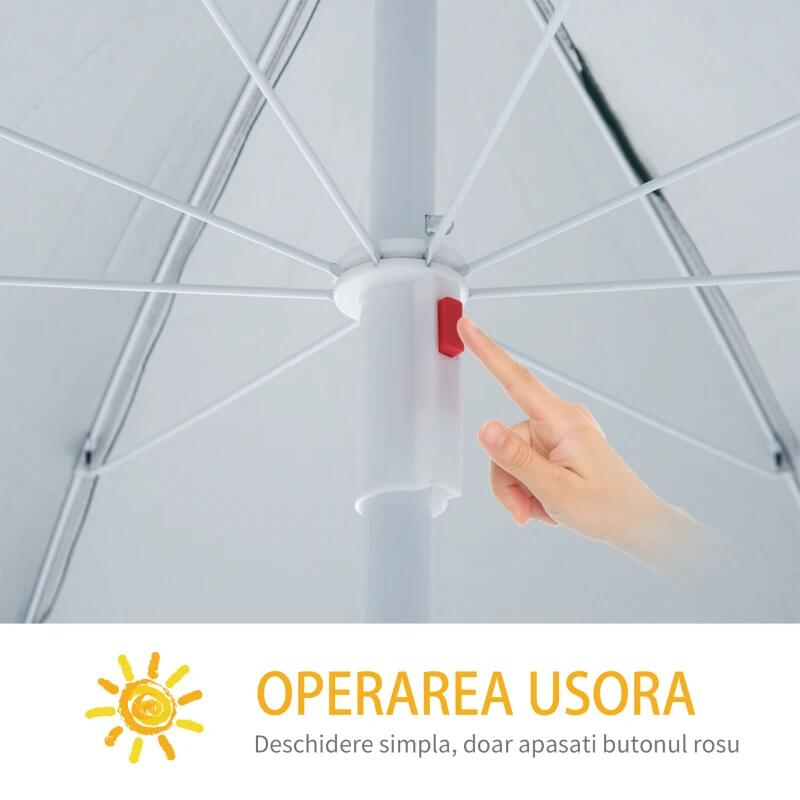 Umbrela plaja cu parasolar, 2 contragreutati, verde inchis, 200 cm