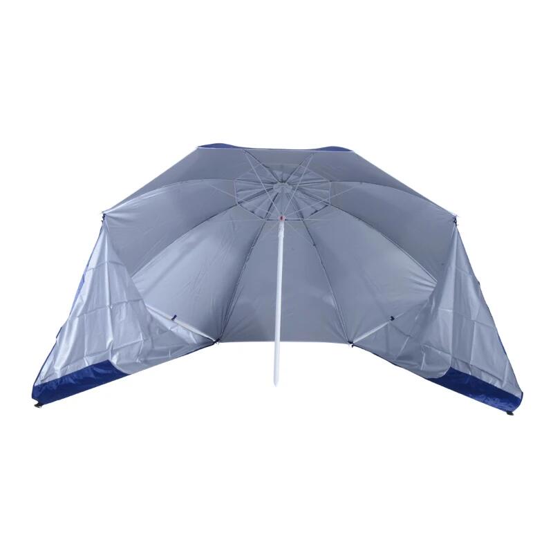 Umbrela plaja/gradina, 2 in 1, albastru si alb, 210 cm