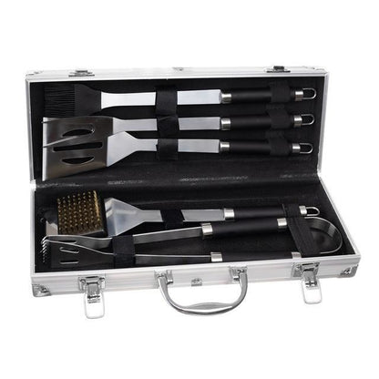 Ustensile pentru barbecue, grill, gratar, inox, trusa aluminiu, set 5 piese, 35 cm, Kaminer