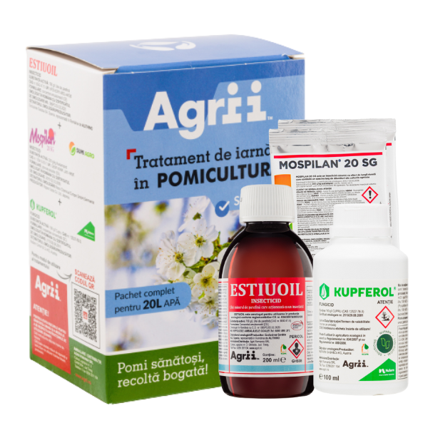 AGRII PACK TRATAMENT DE IARNA 10L/20L/50L - Pachet Complet Livezi, Vita de Vie, Trandafiri - Kupferol + Estiuoil + Mospilan