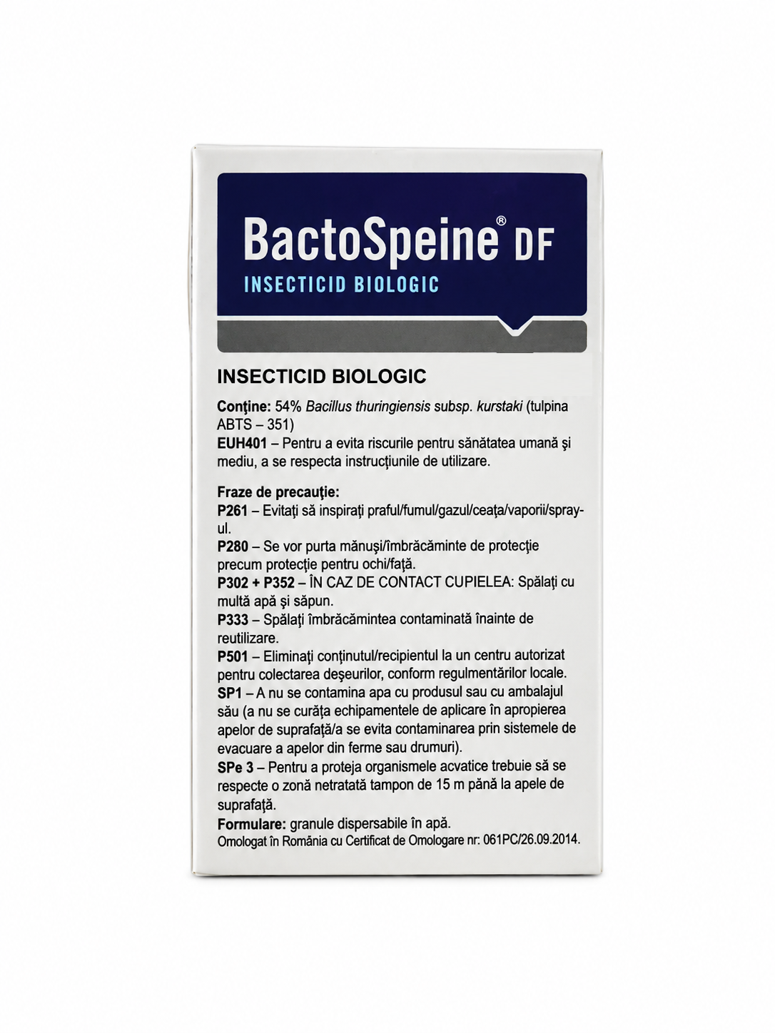 BactoSpeine DF - Insecticid Biologic Bacillus Thuringiensis - Omizi Lepidoptera - Legume, Pomi, Vita de Vie - Nufarm