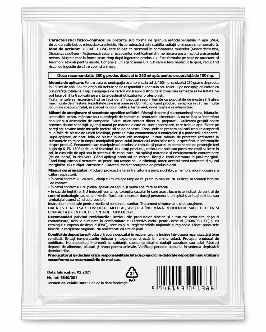 Biobait 10 WG - Momeala Insecticida Granulata cu Imidacloprid - Combaterea Mustelor - ENO Chemie