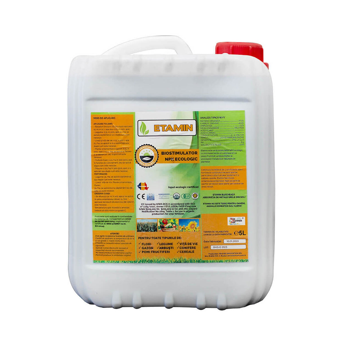 Biostimulator Etamin - Foliar Si Fertirigare - Legume, Cereale, Vita Vie - BHS