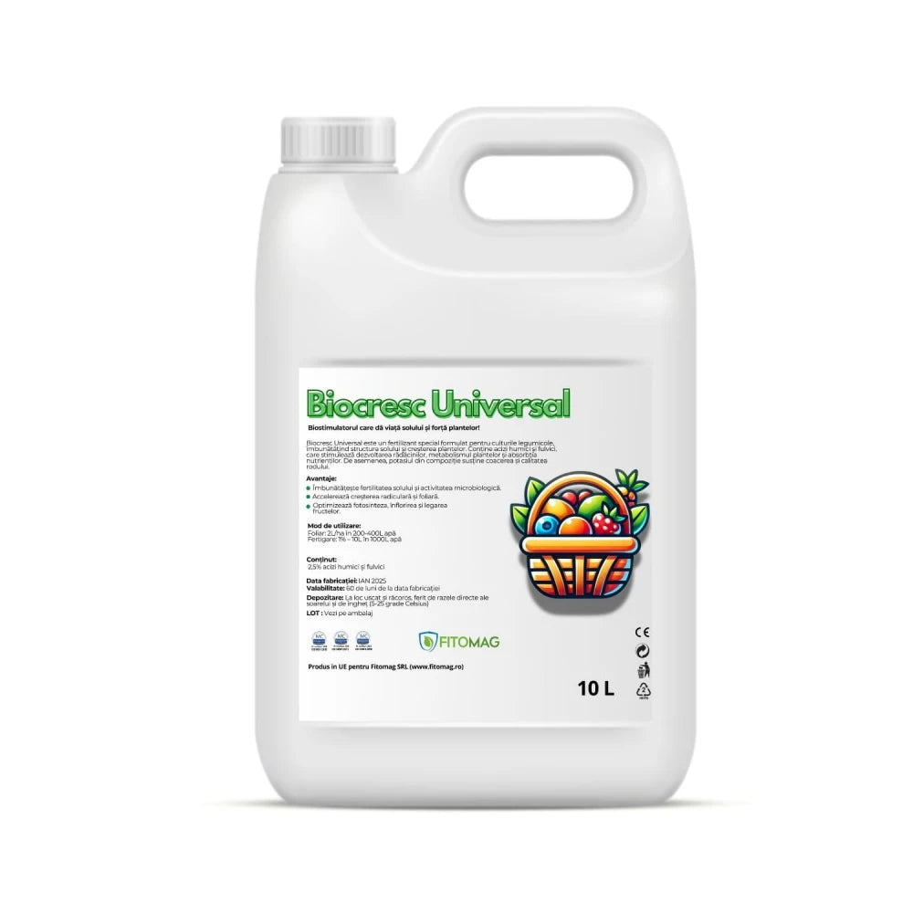 Biostimulator organic lichid pentru toate tipurile de culturi vegetale Biocresc Universal