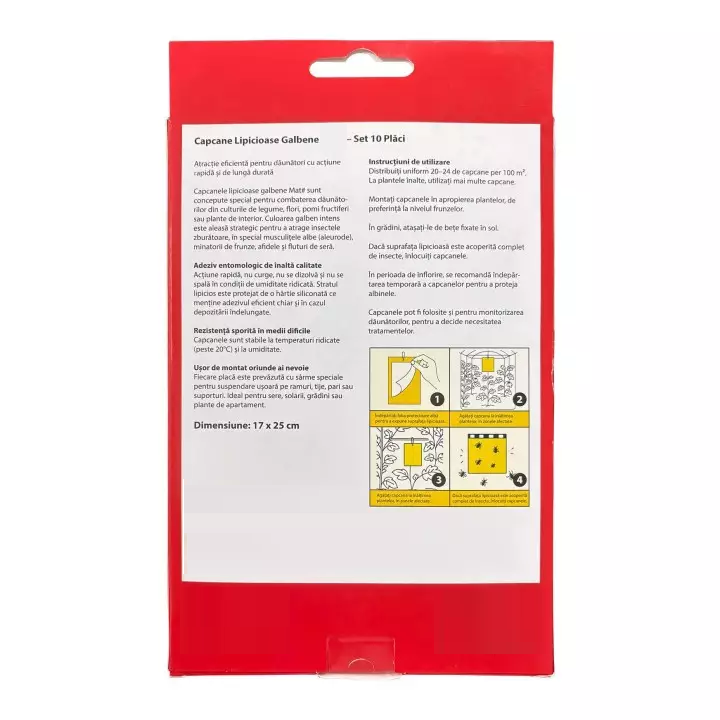 Capcane Lipicioase Galbene Set 10 Placi - Musculita Alba, Afide, Purici, Acarieni -  Seră, Solar, Grădină