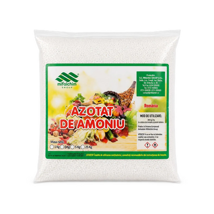 Azotat de Amoniu – Înngrășământ Granulat Azot 33,5% – Cereale, Legume, Pomi, Viță de Vie – Mifalchim