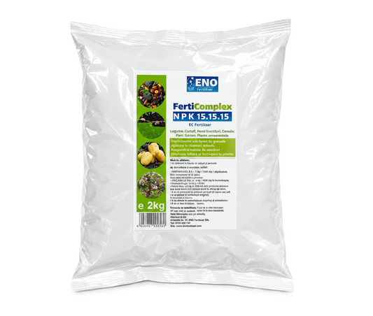 Ferticomplex NPK 15.15.15 - Ingrasamant Granulat Echilibrat - Legume, Cartof, Pomi Fructiferi, Cereale, Gazon