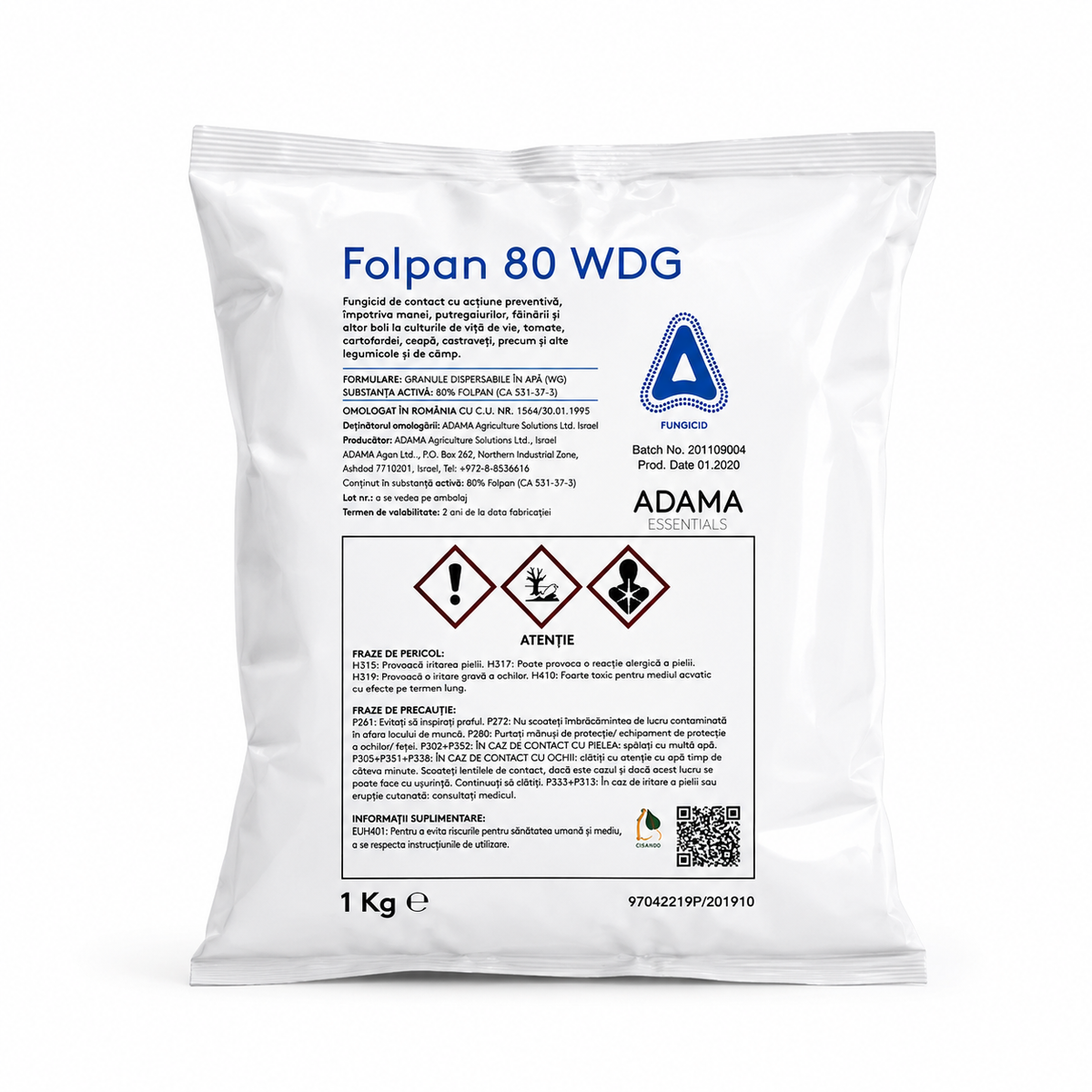 Folpan 80 WDG - Fungicid de contact - Rasaduri, Pomi, Vita de vie, Mana si Rapan, Adama