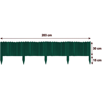 Gard de gradina decorativ din lemn, verde, 200x30 cm