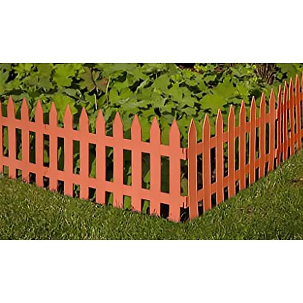 Gard de gradina decorativ, din plastic, maro deschis, set 7 buc, 3.2 m x 35 cm