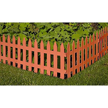 Gard de gradina decorativ, din plastic, maro deschis, set 7 buc, 3.2 m x 35 cm