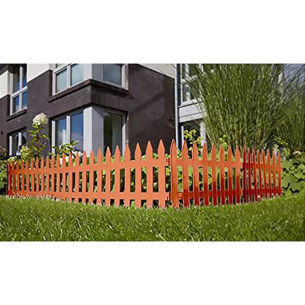 Gard de gradina decorativ, din plastic, maro deschis, set 7 buc, 3.2 m x 35 cm