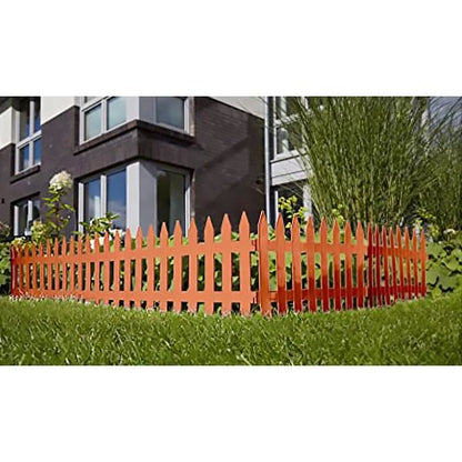 Gard de gradina decorativ, din plastic, maro deschis, set 7 buc, 3.2 m x 35 cm