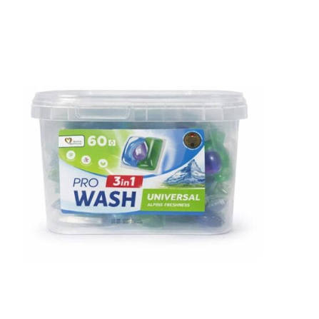 PRO WASH DETERGENT CAPSULE 60BUC 3IN1 UNIVERSAL ALPINE FRESHNESS