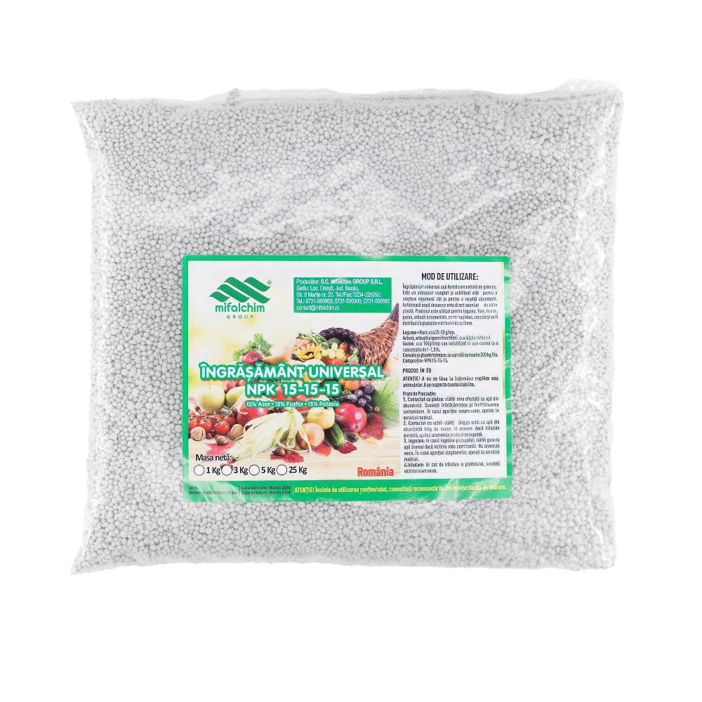 Ingrasamant granulat NPK 15-15-15, 1 /3/5 KG Mifalchim