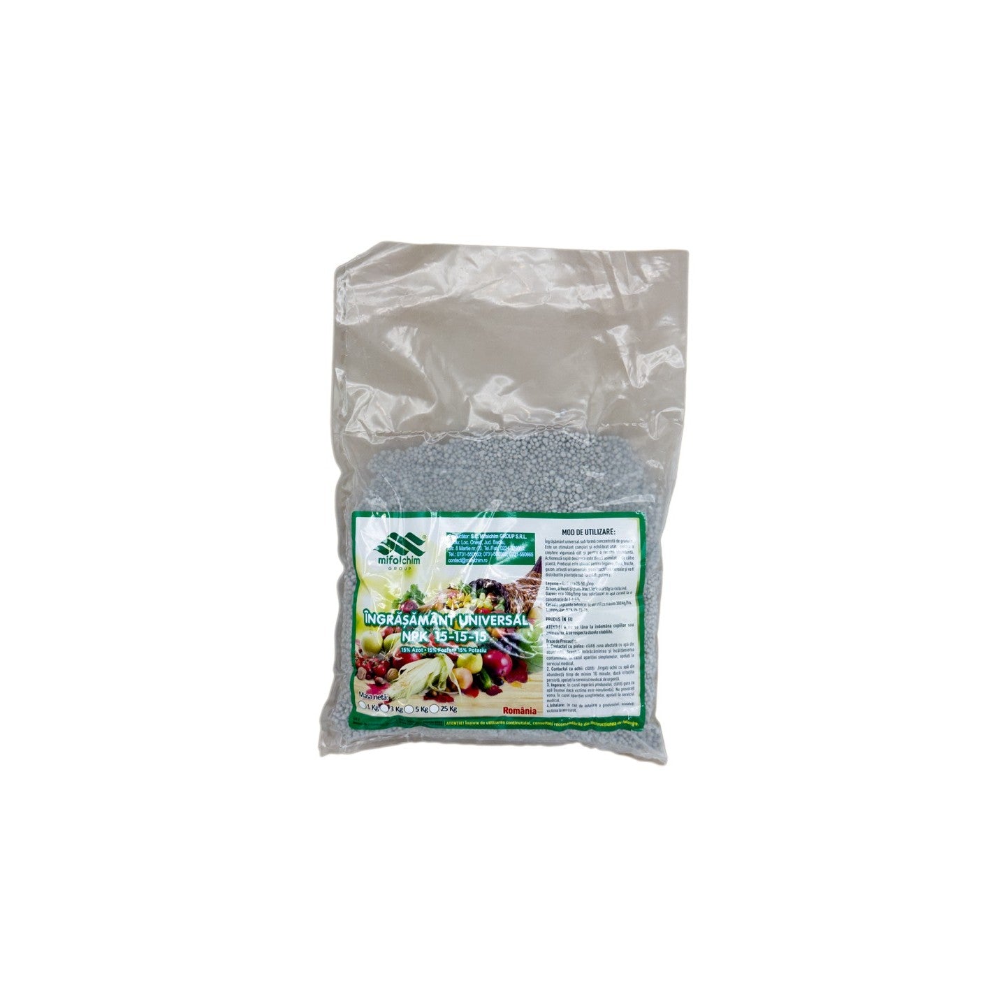 Ingrasamant granulat NPK 15-15-15, 1 /3/5 KG Mifalchim