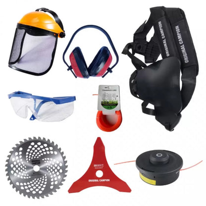 Motocoasă profesională pe benzină 9.5 CP, 7 kW, cu 10 accesorii complete, Easy Start, pentru tuns iarbă și buruieni