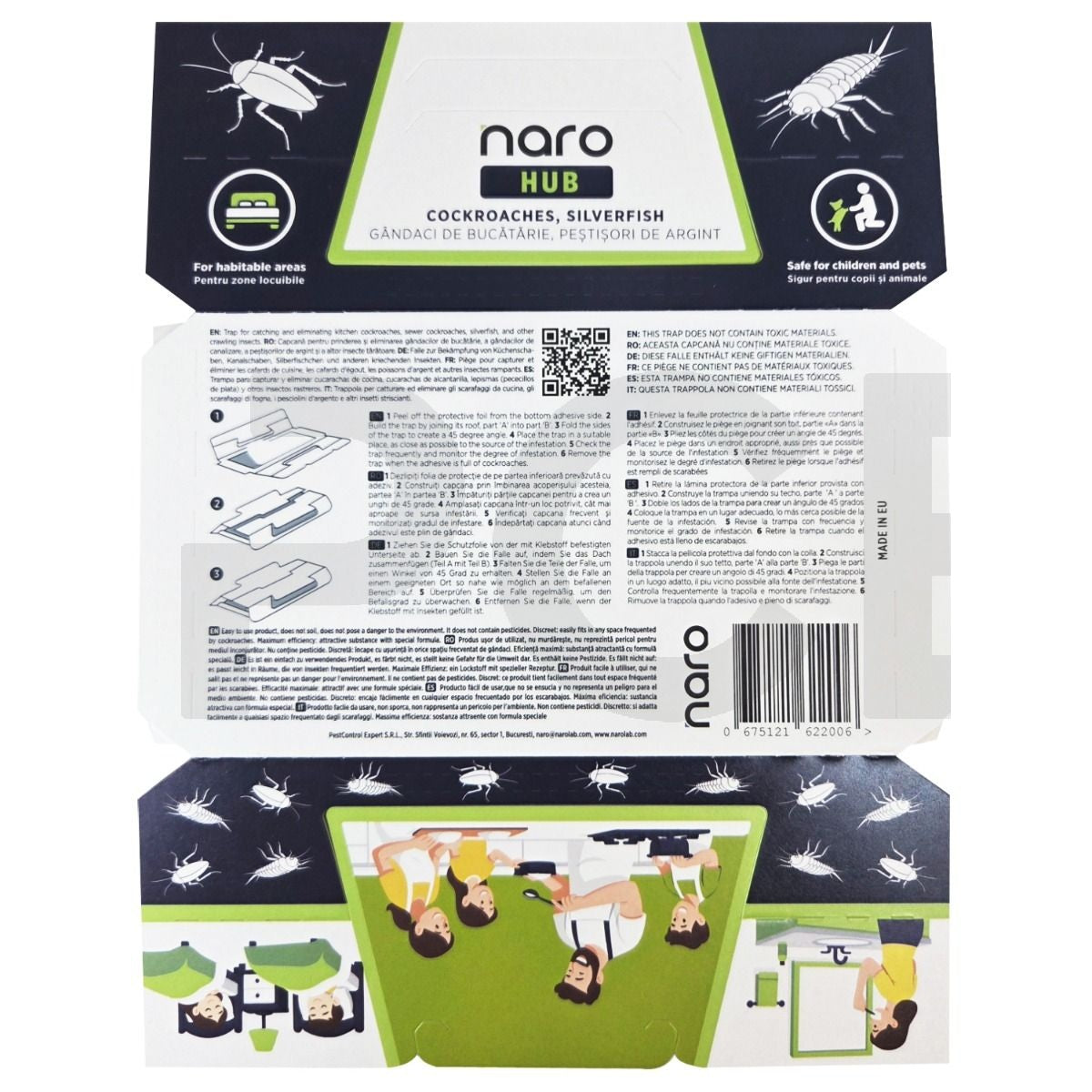 Naro HUB Capcana Adeziva pentru Gandaci si Pestisori de Argint - Set 5 Bucati