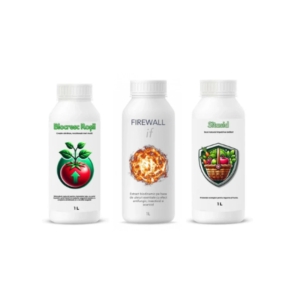 Pachet tratament si nutritie tomate/rosii BIO Stimulator de legare Biocresc Rosii, 1 l + Extract bio
