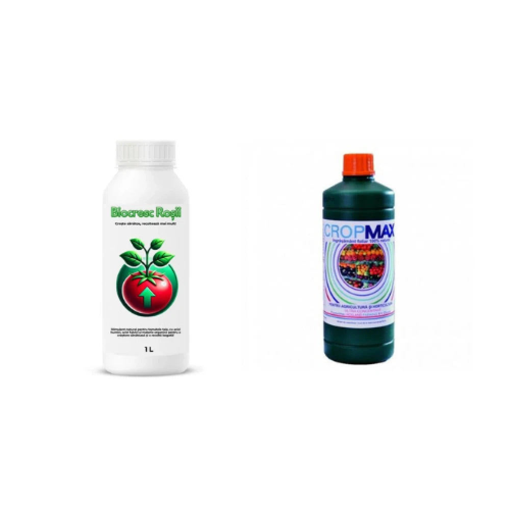 Pachet tratament si nutritie tomate/rosii, Stimulator de legare si rodire, Biocresc Rosii, 1 l + Fer