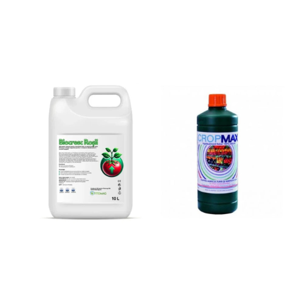 Pachet tratament si nutritie tomate/rosii, Stimulator de legare si rodire, Biocresc Rosii, 10 l + Fe
