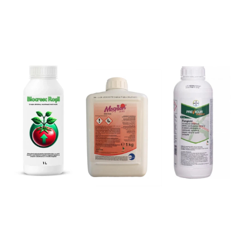 Pachet tratament si nutritie tomate/rosii Stimulator de legare Biocresc Rosii, 1 l + Fungicid Previc