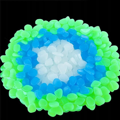 Pietre de gradina, fosforescente, verzi, set 100 buc, 2/3 cm