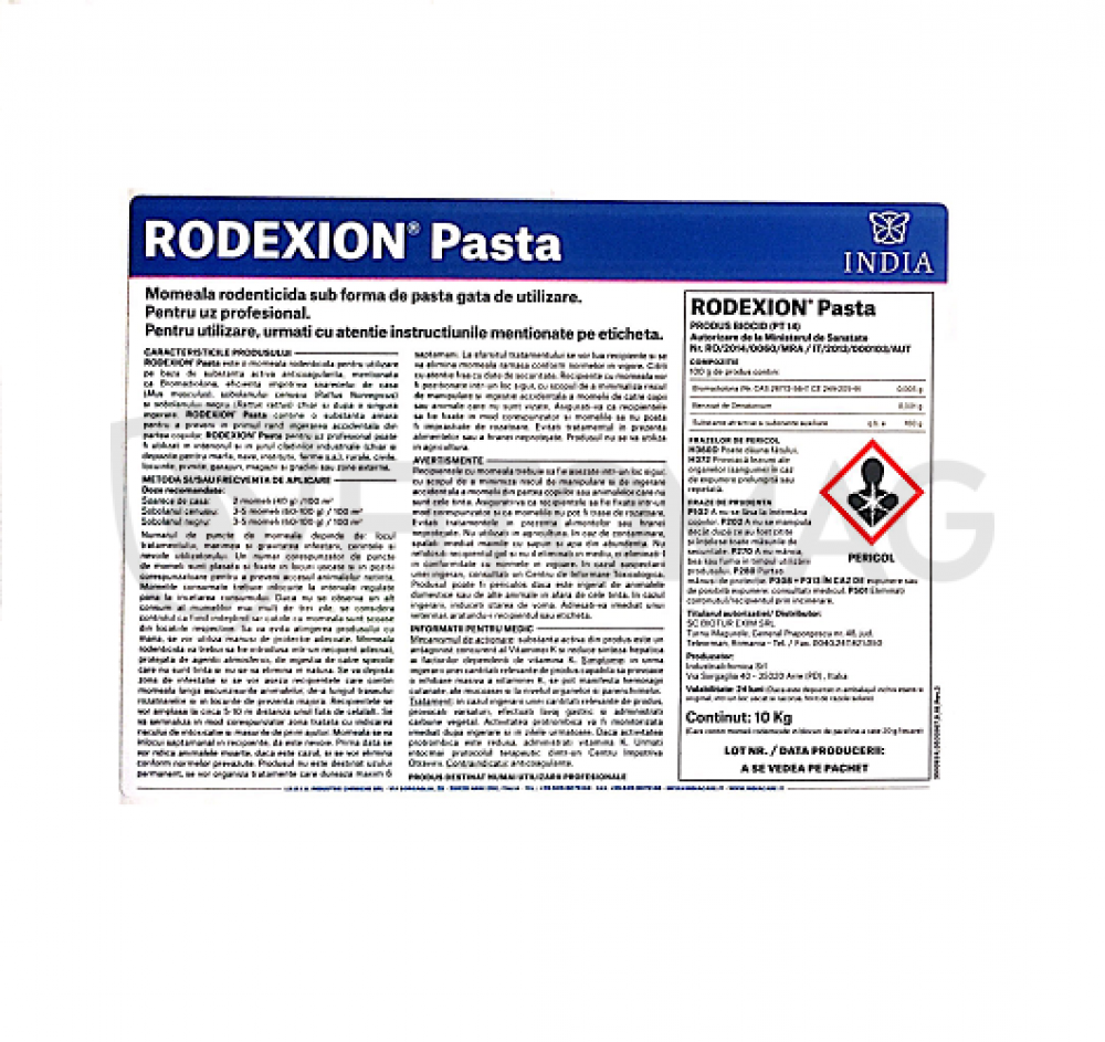 Rodexion Pasta Raticid 10 kg Bromadiolon