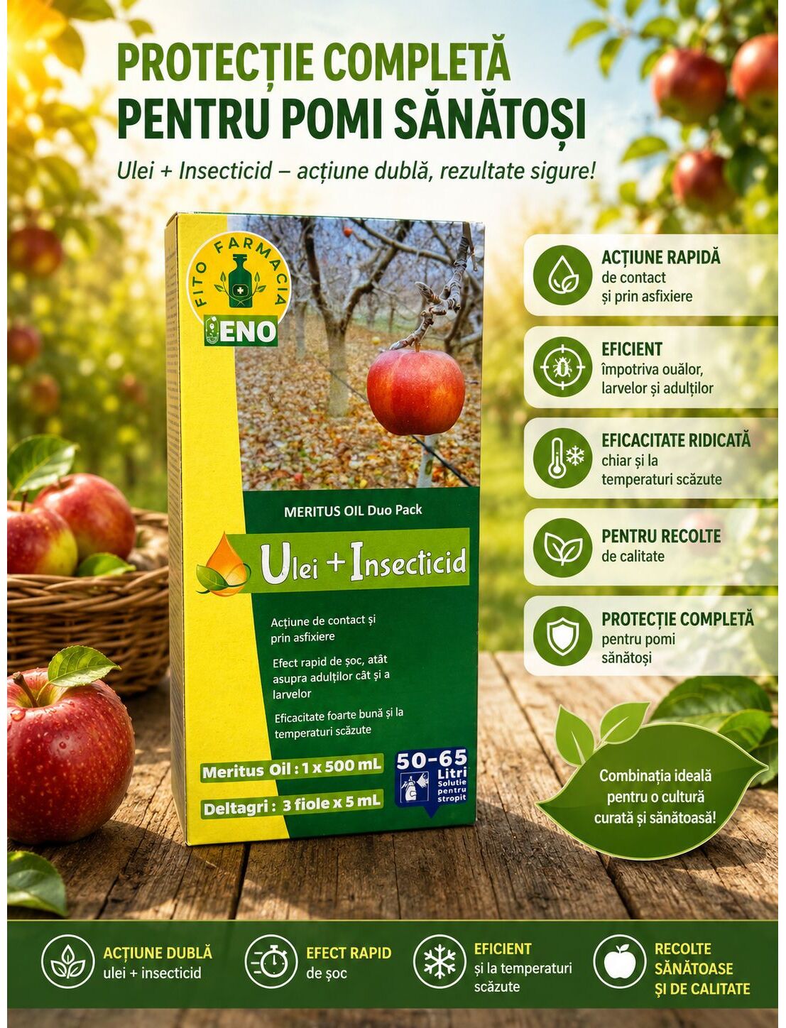 Pachet ULEI HORTICOL + INSECTICID - Tratament de Iarna - 65 L apa
