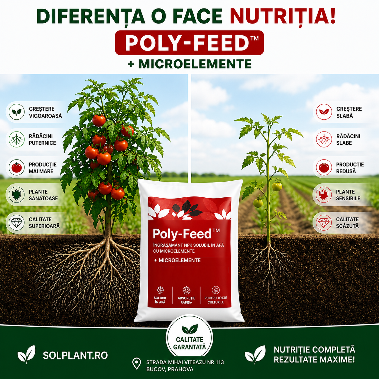 Poly-Feed GG 16-8-32+ME - Ingrasamant NPK Solubil pentru Fertirigare si Foliar - Faza Productiva, Bogat in Potasiu, Haifa
