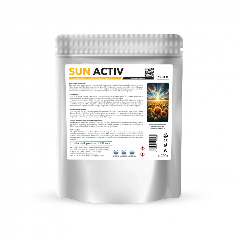 SUN ACTIV – FERTILIZANT EU TIP PFC 1, CMC 1 CF. REG. (CE) 1009/2019 Foliar Pentru Floarea-soarelui