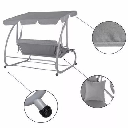 Balansoar gradina, Springos, Venezia, 3 locuri, gri, 190x125x163 cm, functie pat, max 280 kg