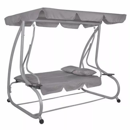 Balansoar gradina, Springos, Venezia, 3 locuri, gri, 190x125x163 cm, functie pat, max 280 kg
